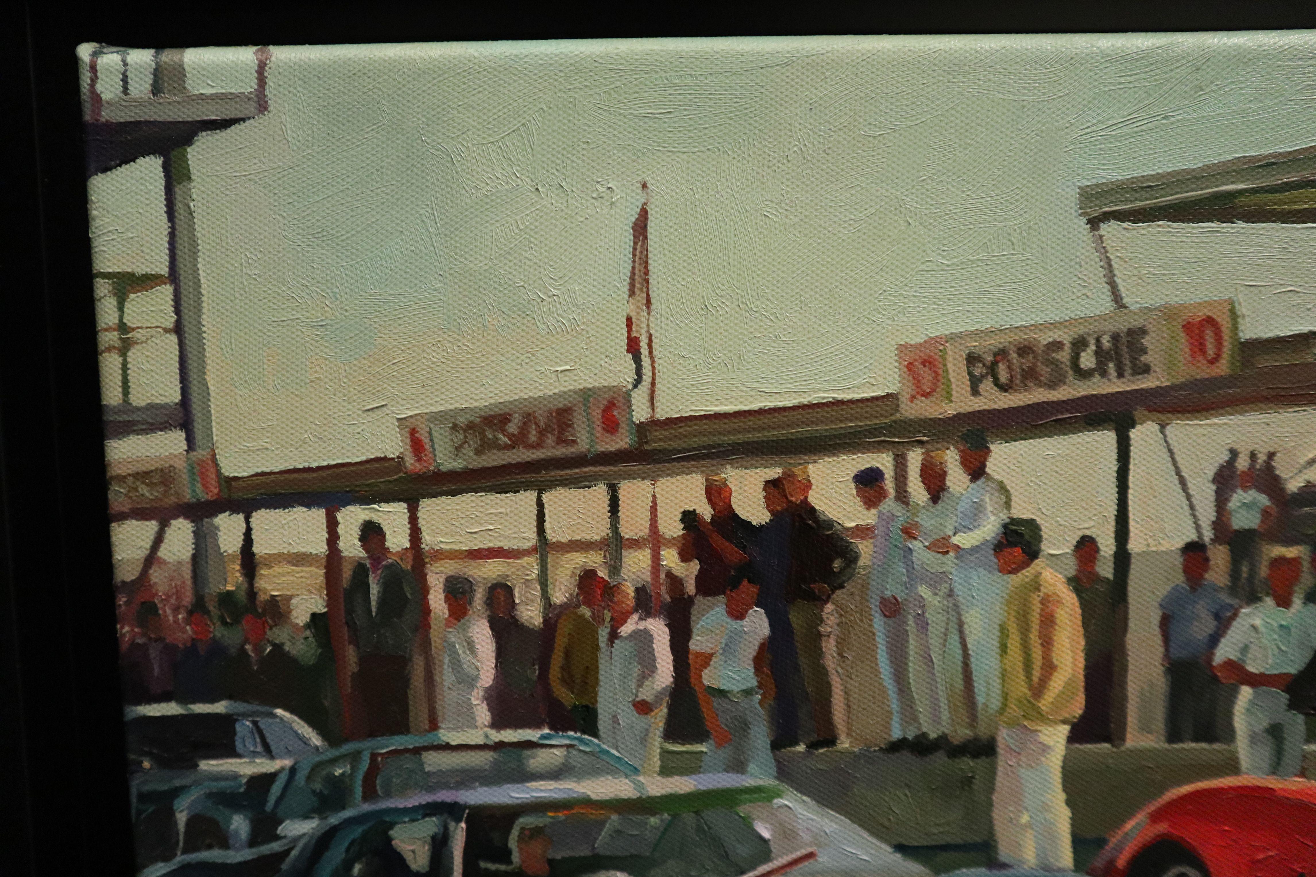 „Renn duel“, Gemälde, Öl auf Leinwand im Angebot 2