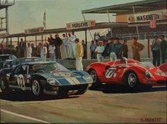 " Racing duel ", Painting, Oil on Canvas