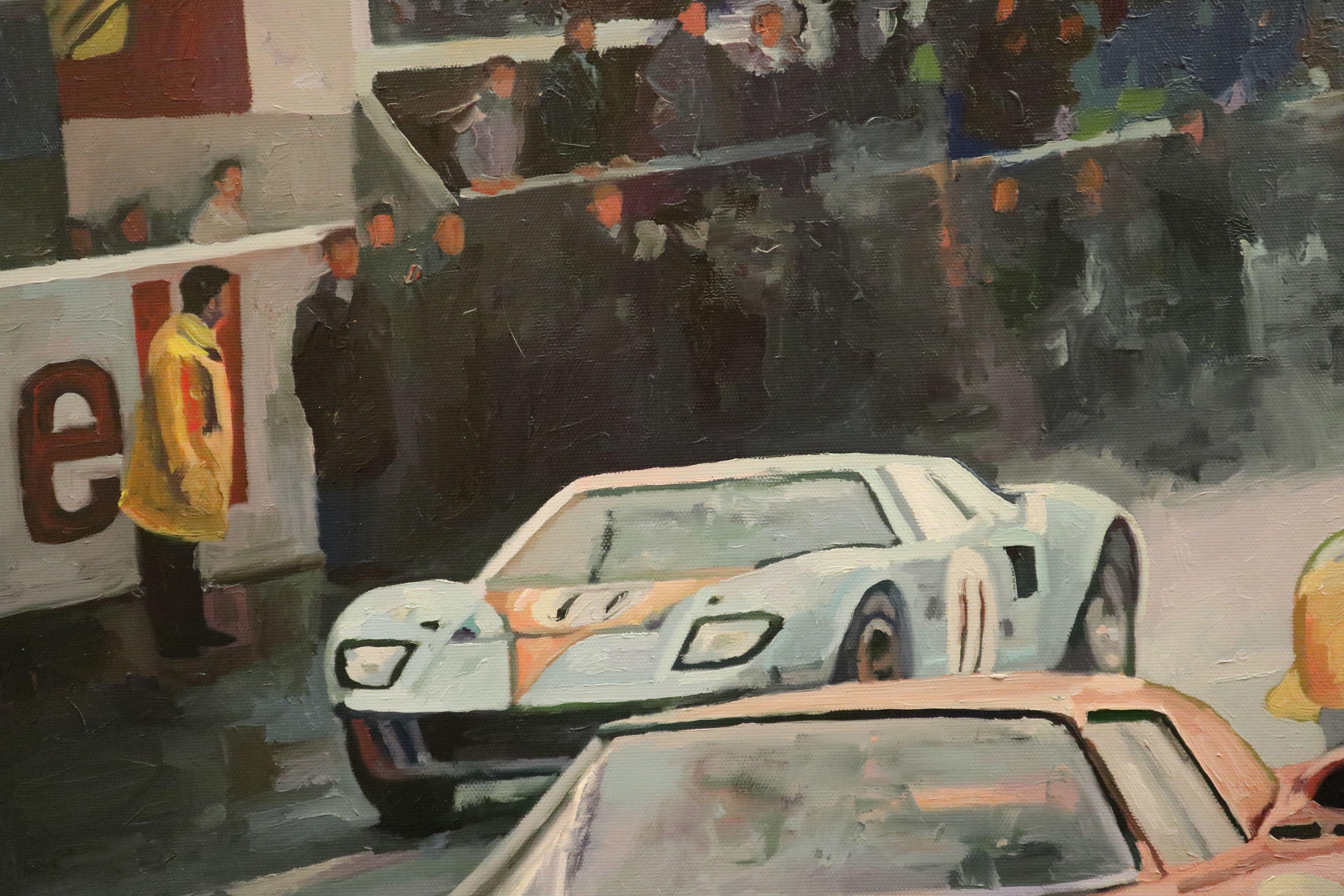 L' Artiste BenoÃ®t Montet Ã  peint ce moment historique du Racing au Mans dans les annÃ©es 60 , avec beaucoup de talent .  La rÃ©alisation artistique est dynamique dans cette peinture impressionnante de grande taille trÃ¨s dÃ©corative.  L'Artiste a