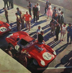 " Stand Ferrari ", Painting, Oil on Canvas