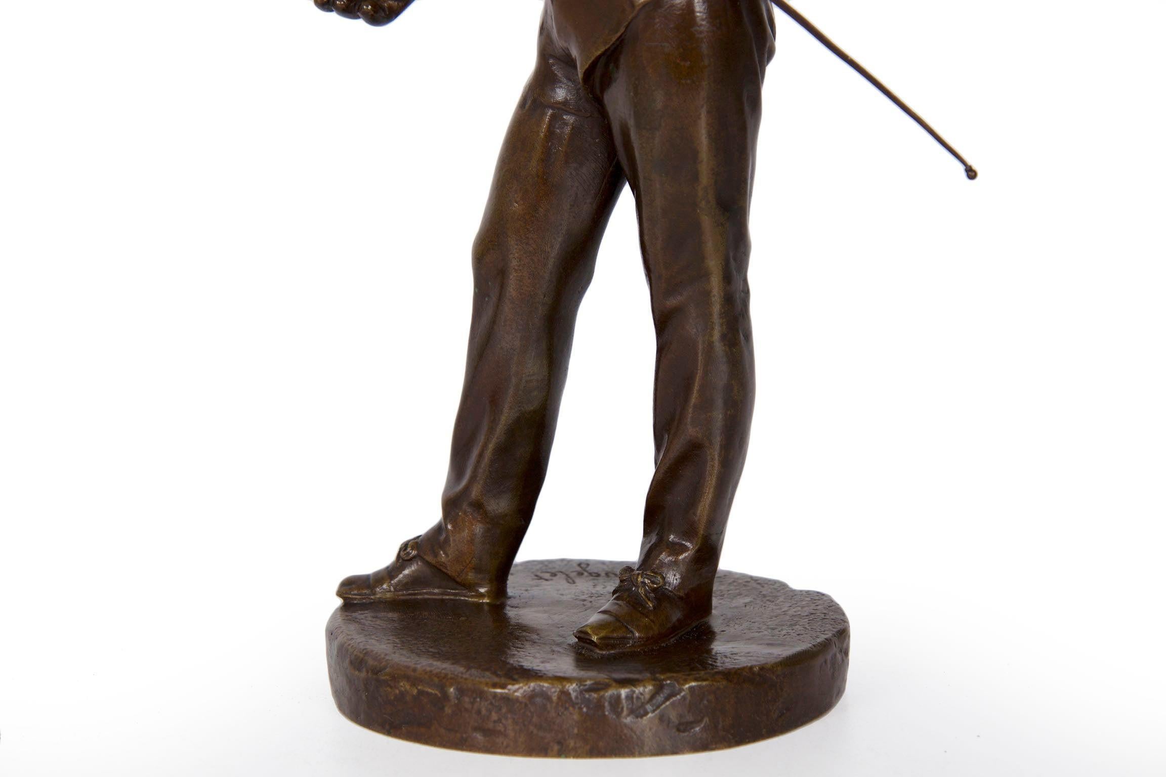 Benoit Rougelet Antique French Bronze Sculpture of a Fencer 5