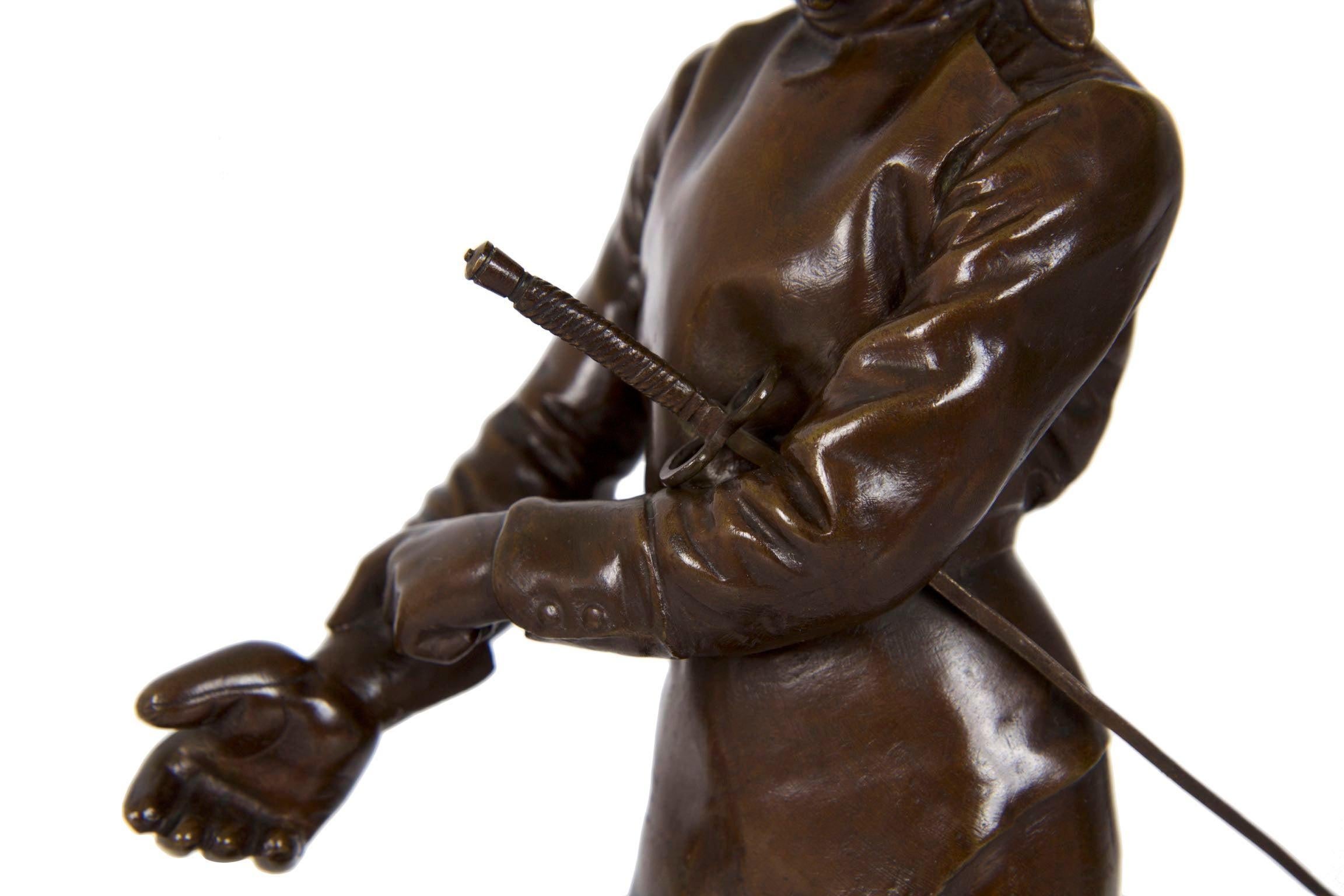 Benoit Rougelet Antique French Bronze Sculpture of a Fencer 7