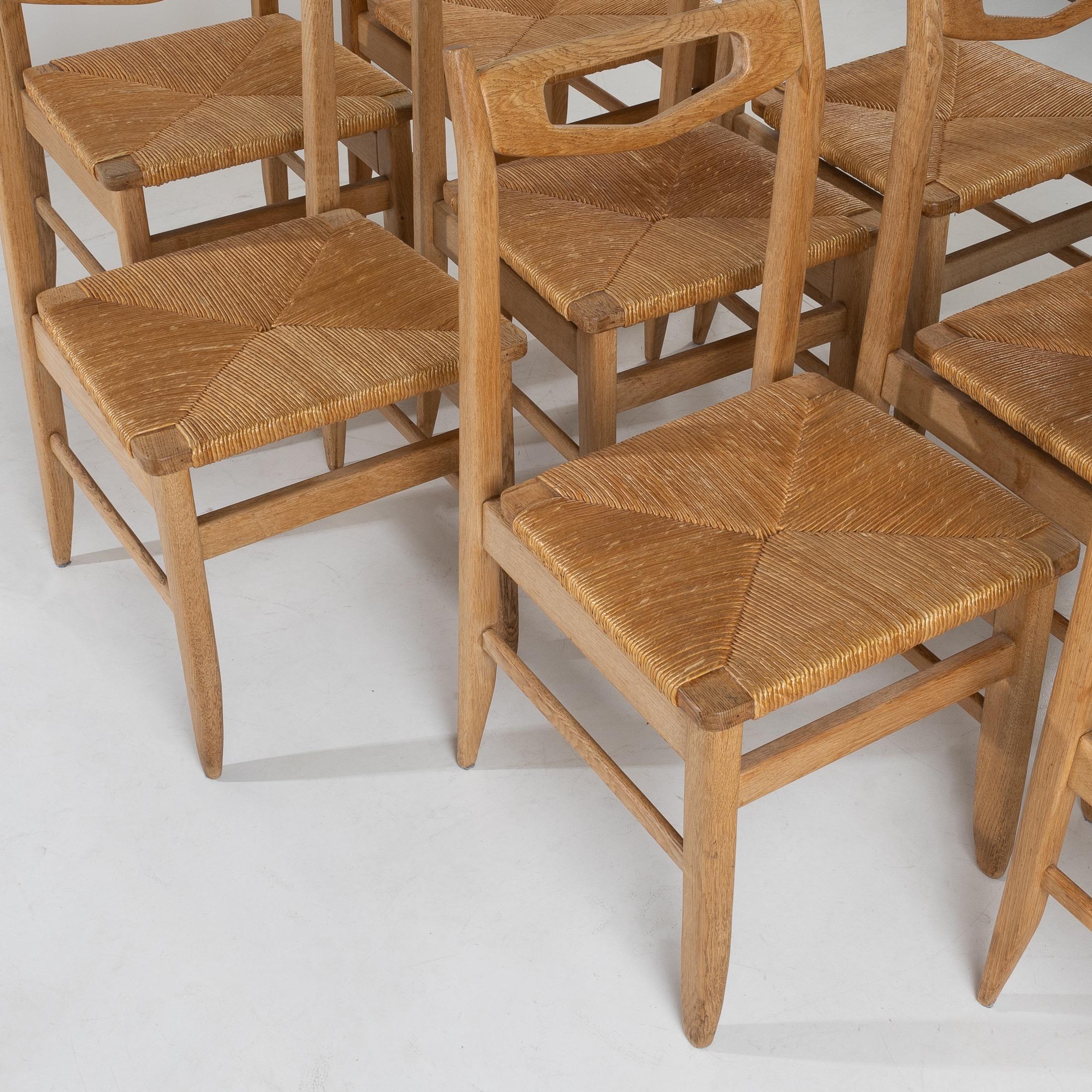 Benoît, Set of 8 Dining Chairs by Robert Guillerme & Jacques Chambron, France In Good Condition For Sale In Brussels, BE