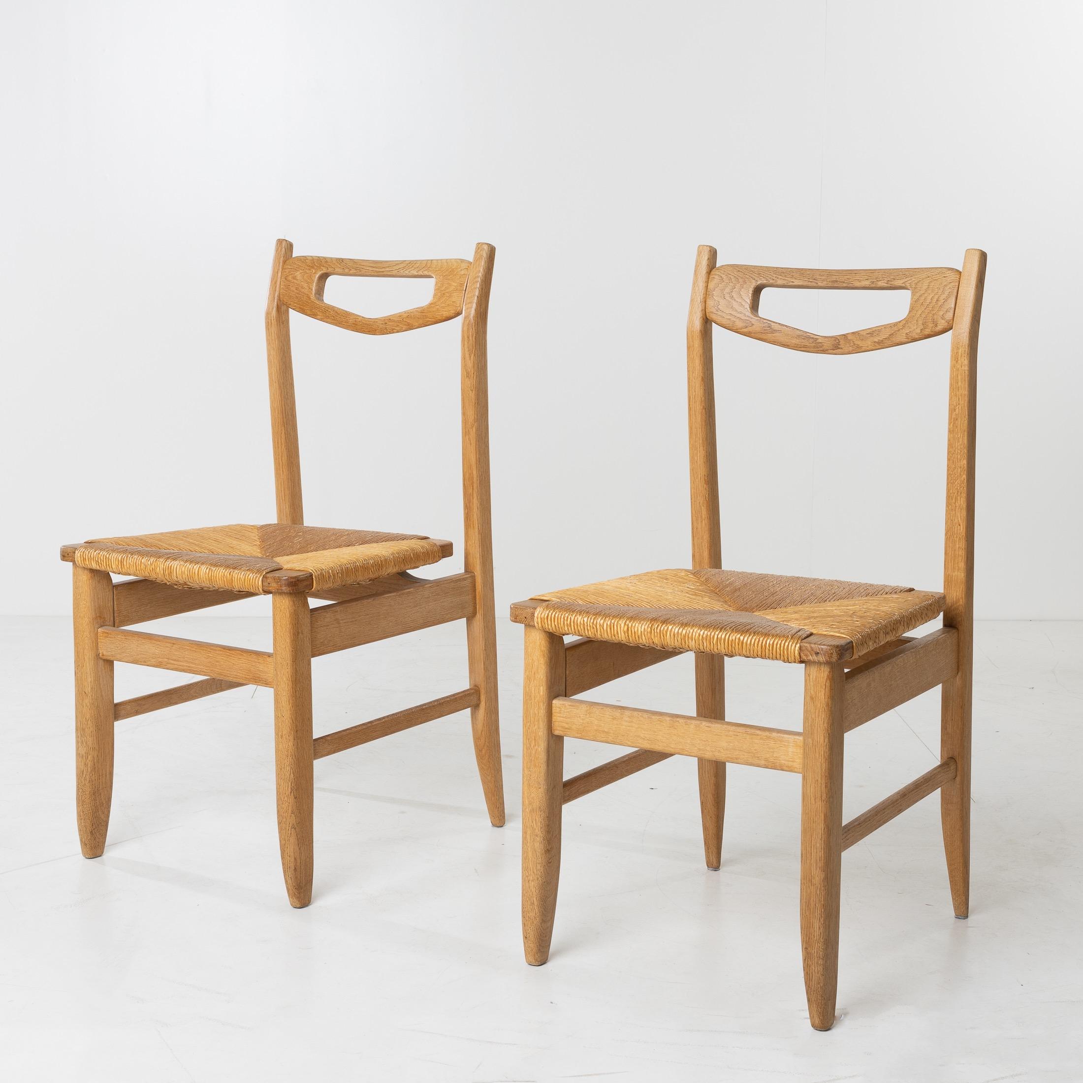 20th Century Benoît, Set of 8 Dining Chairs by Robert Guillerme & Jacques Chambron, France For Sale