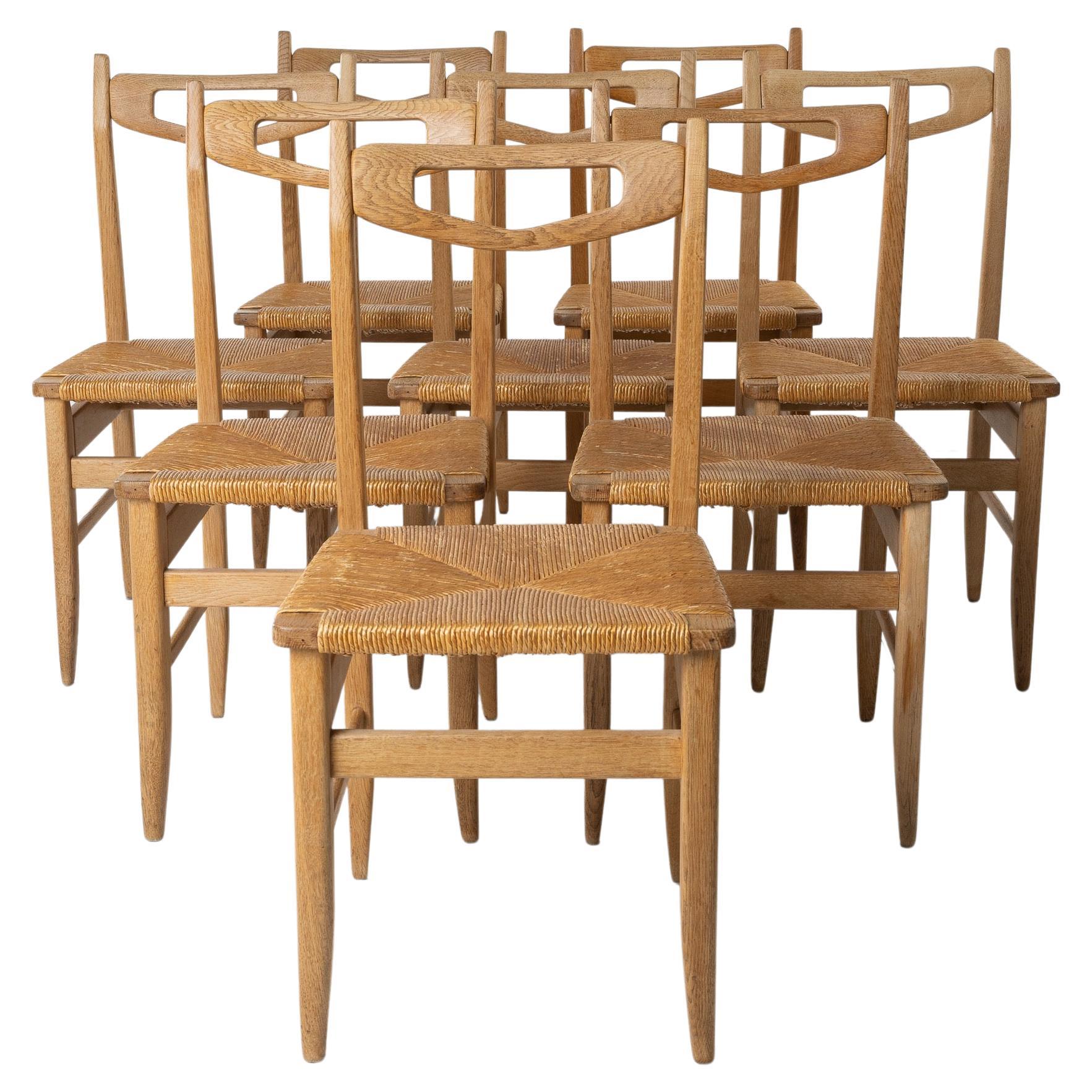 Benoît, Set of 8 Dining Chairs by Robert Guillerme & Jacques Chambron, France For Sale