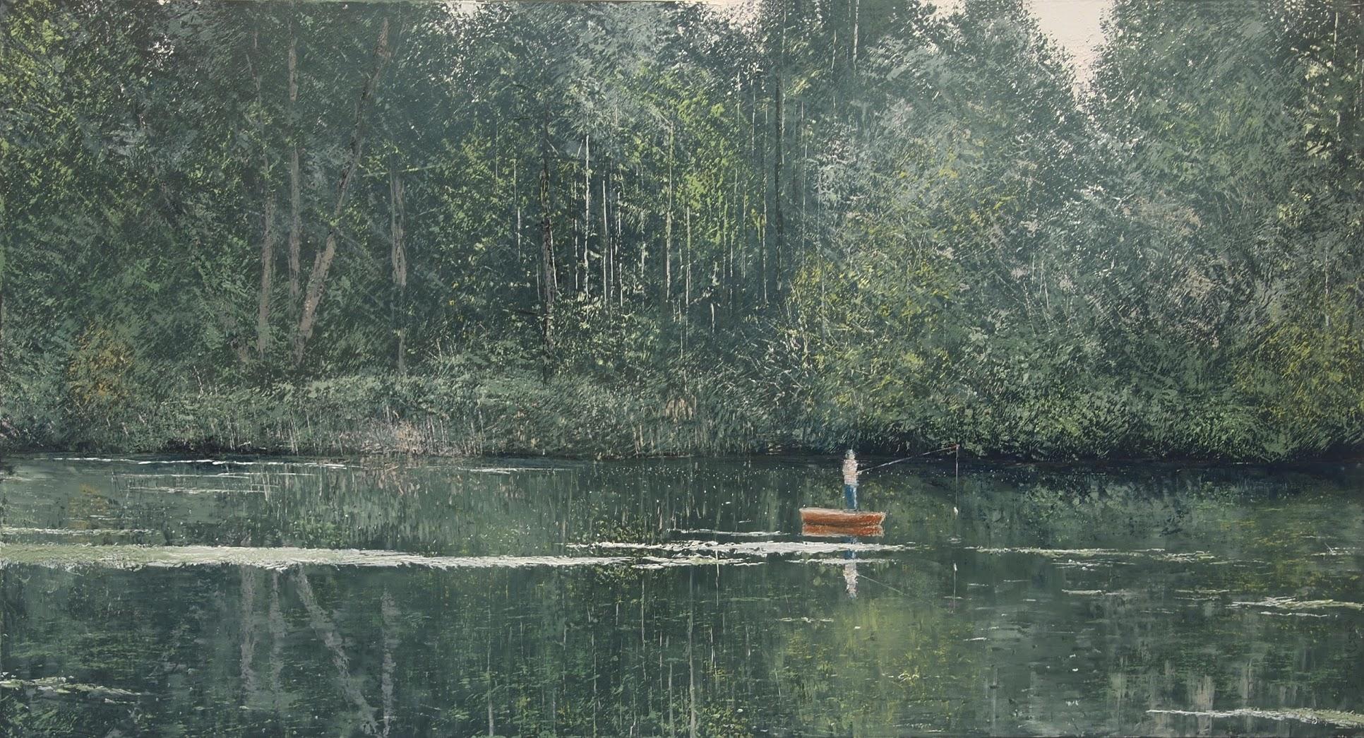 Landscape Painting Benoît Trimborn - La Pêche III, peinture à l'huile sur toile