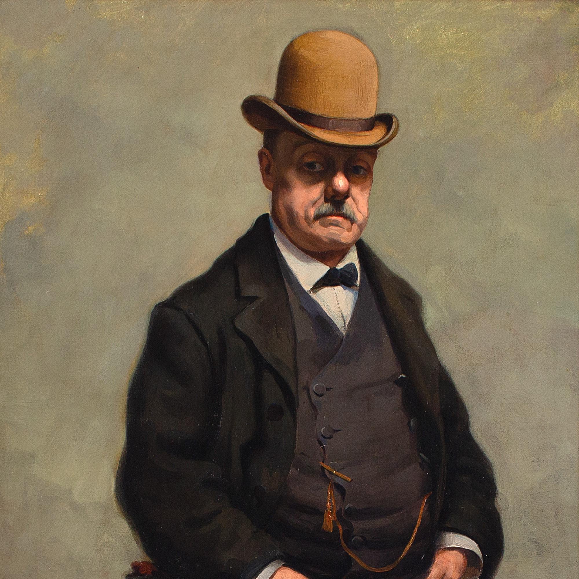 Benoni Van der Gheynst, Portrait Of A Man In A Bowler Hat, Oil Painting 1