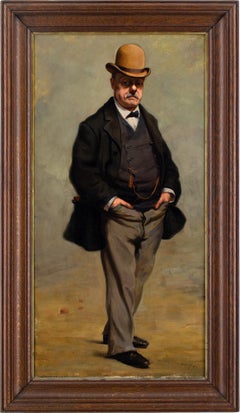 Antique Benoni Van der Gheynst, Portrait Of A Man In A Bowler Hat, Oil Painting