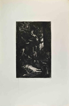 Les Remords - Radierung von Benoît-Louis Prévost - 1870er Jahre