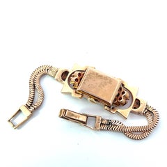 Benrus 14k rose gold ladies Deco watch rubies and diamonds