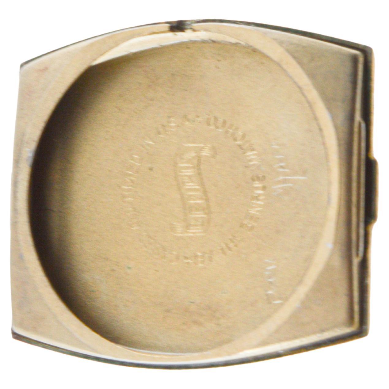 Benrus Gold Filled 1940's Art Deco Classic Tortue Shape with Custom Blue Dial For Sale 7