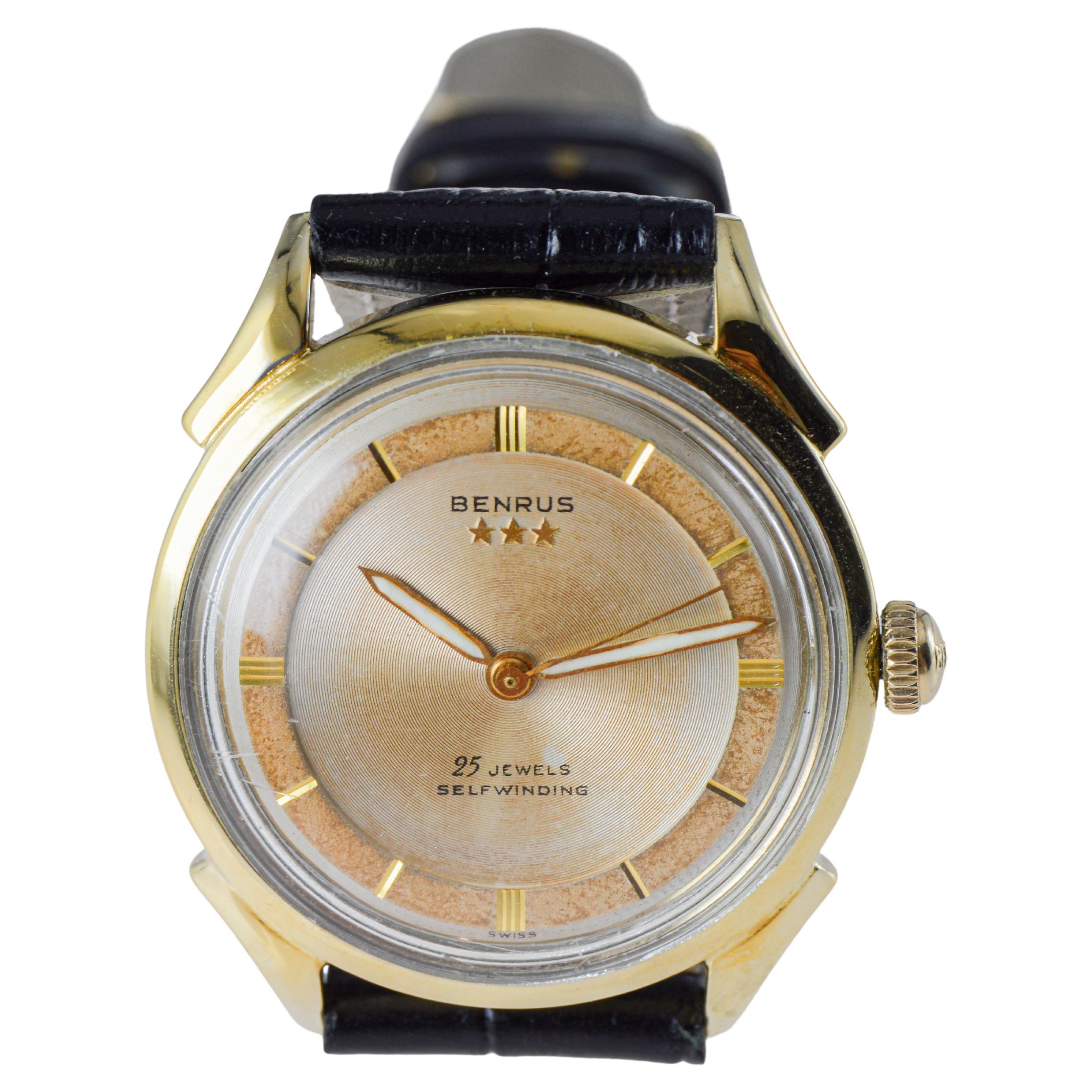 Benrus Yellow Gold Filled Art Deco Watch circa 1940's with Original Dial en vente 11