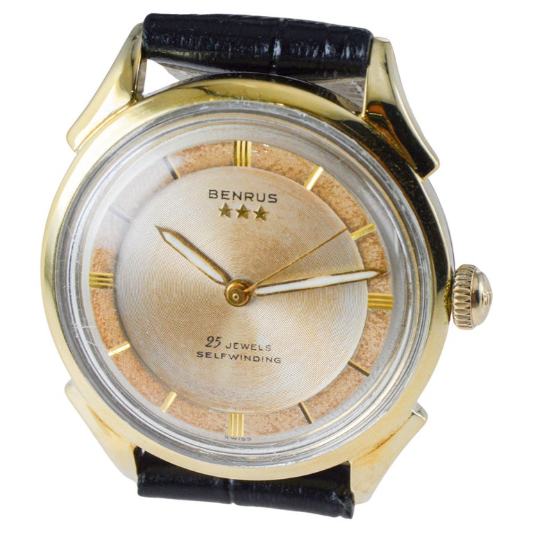 Benrus Yellow Gold Filled Art Deco Watch circa 1940 display picture 2