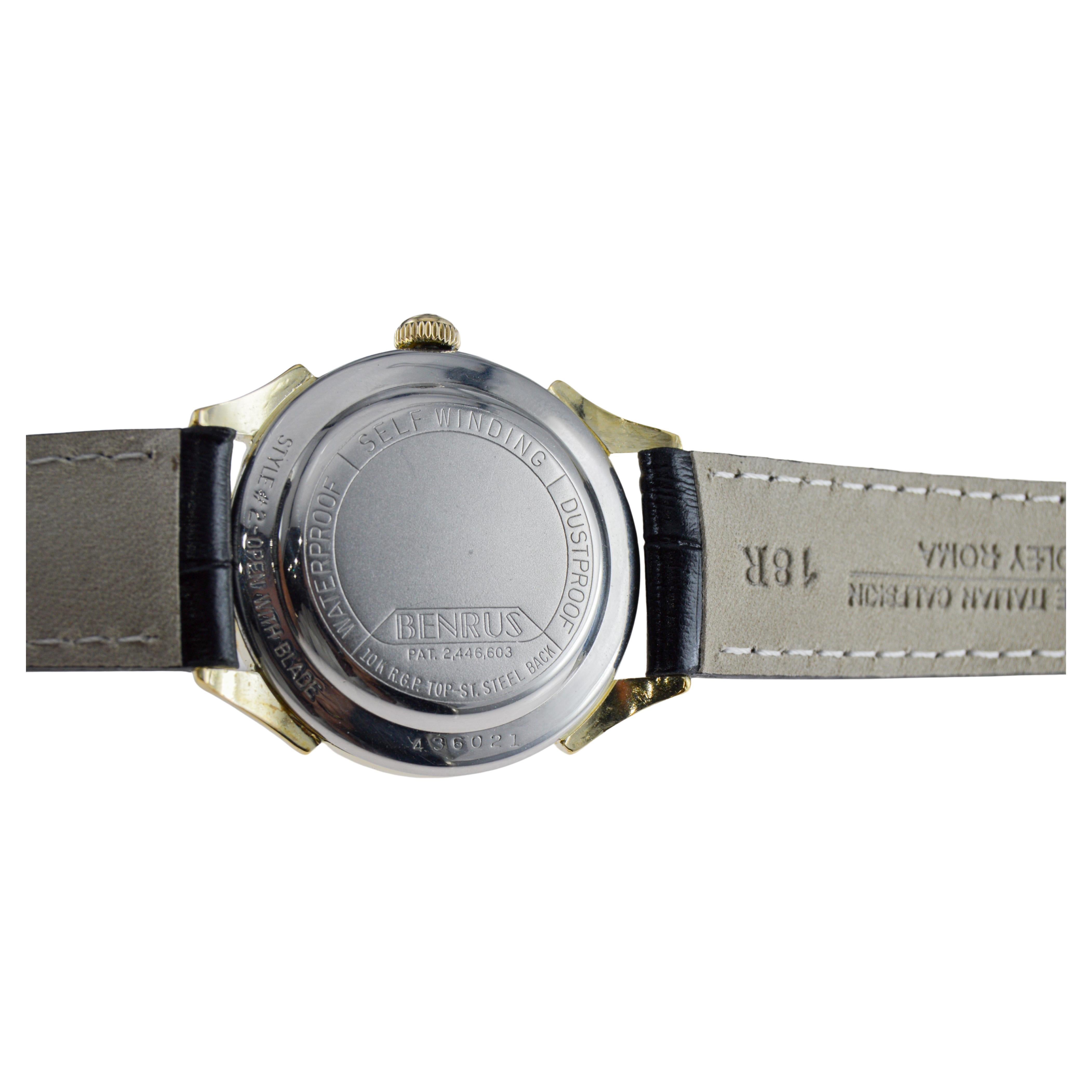 Benrus Yellow Gold Filled Art Deco Watch circa 1940's with Original Dial en vente 14