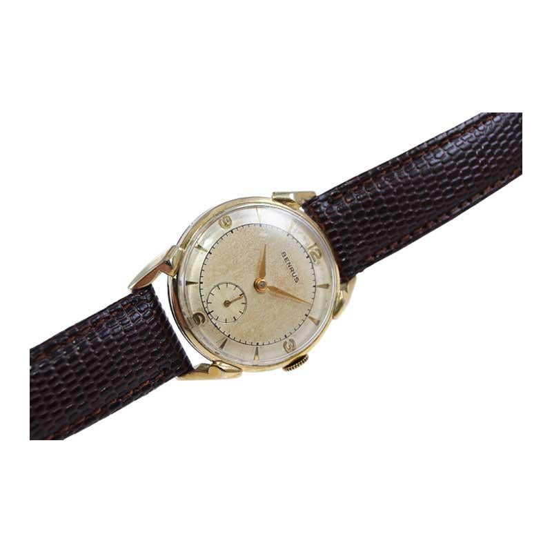 Women's or Men's Benrus Yellow Gold Filled Mid Century All Original Watch, 1950's For Sale