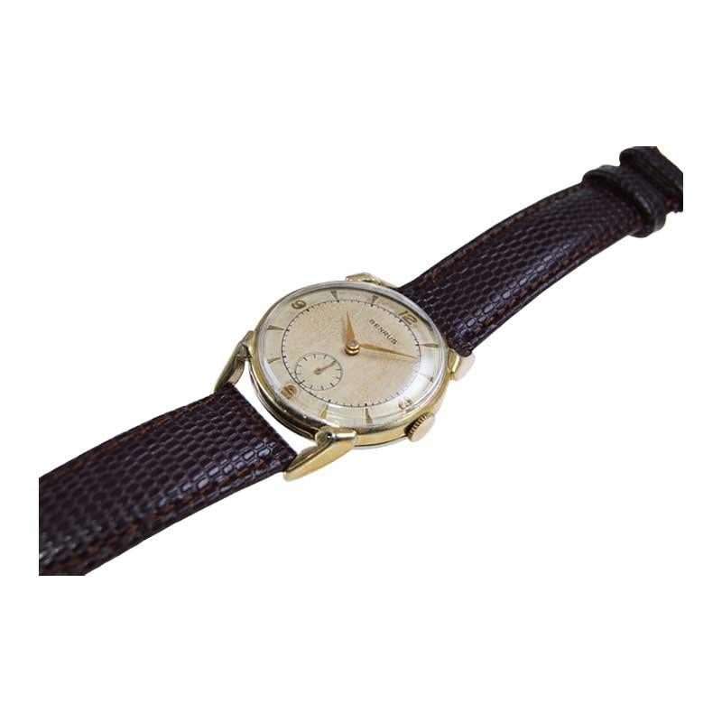 Benrus Yellow Gold Filled Mid Century All Original Watch, 1950's For Sale 1