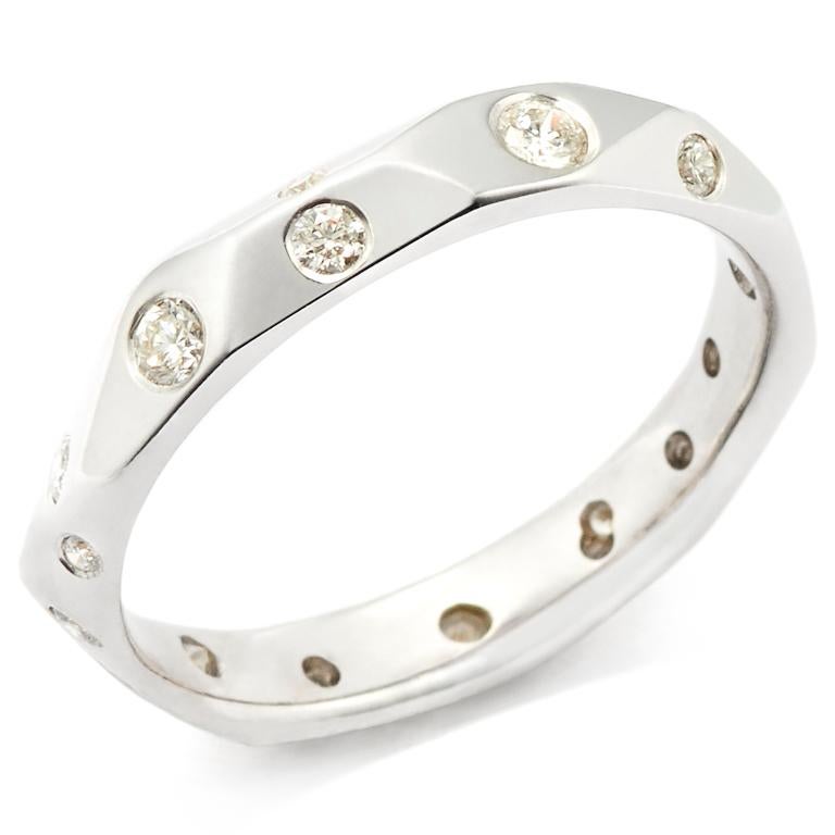 Contemporary Susan Lister Locke Ben’s Band with Diamonds in 18 Karat White Gold For Sale
