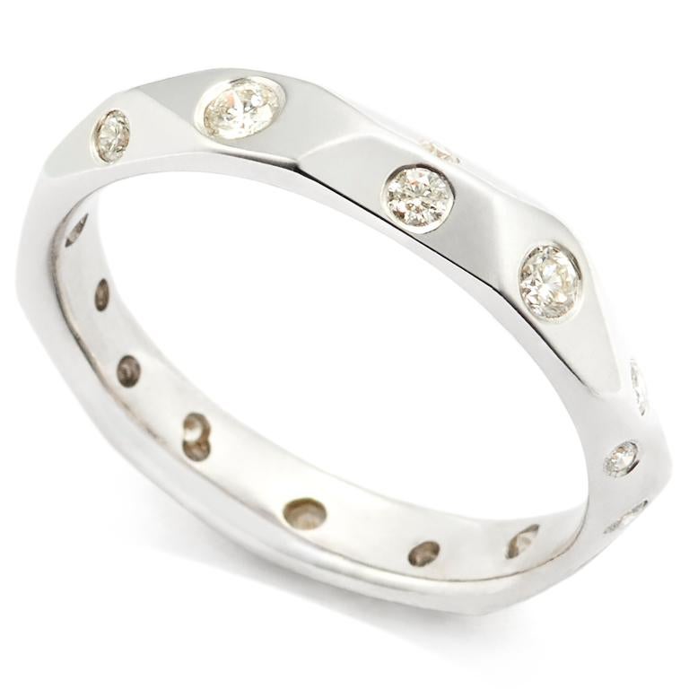 Brilliant Cut Susan Lister Locke Ben’s Band with Diamonds in 18 Karat White Gold For Sale