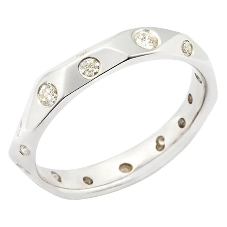 Susan Lister Locke Ben’s Band with Diamonds in 18 Karat White Gold For Sale