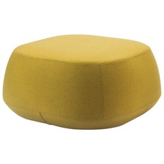 Yellow Wool Small Square Pouf Ottoman, Bensen