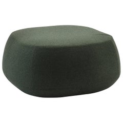 Green Wool Small Square Pouf Ottoman, Bensen