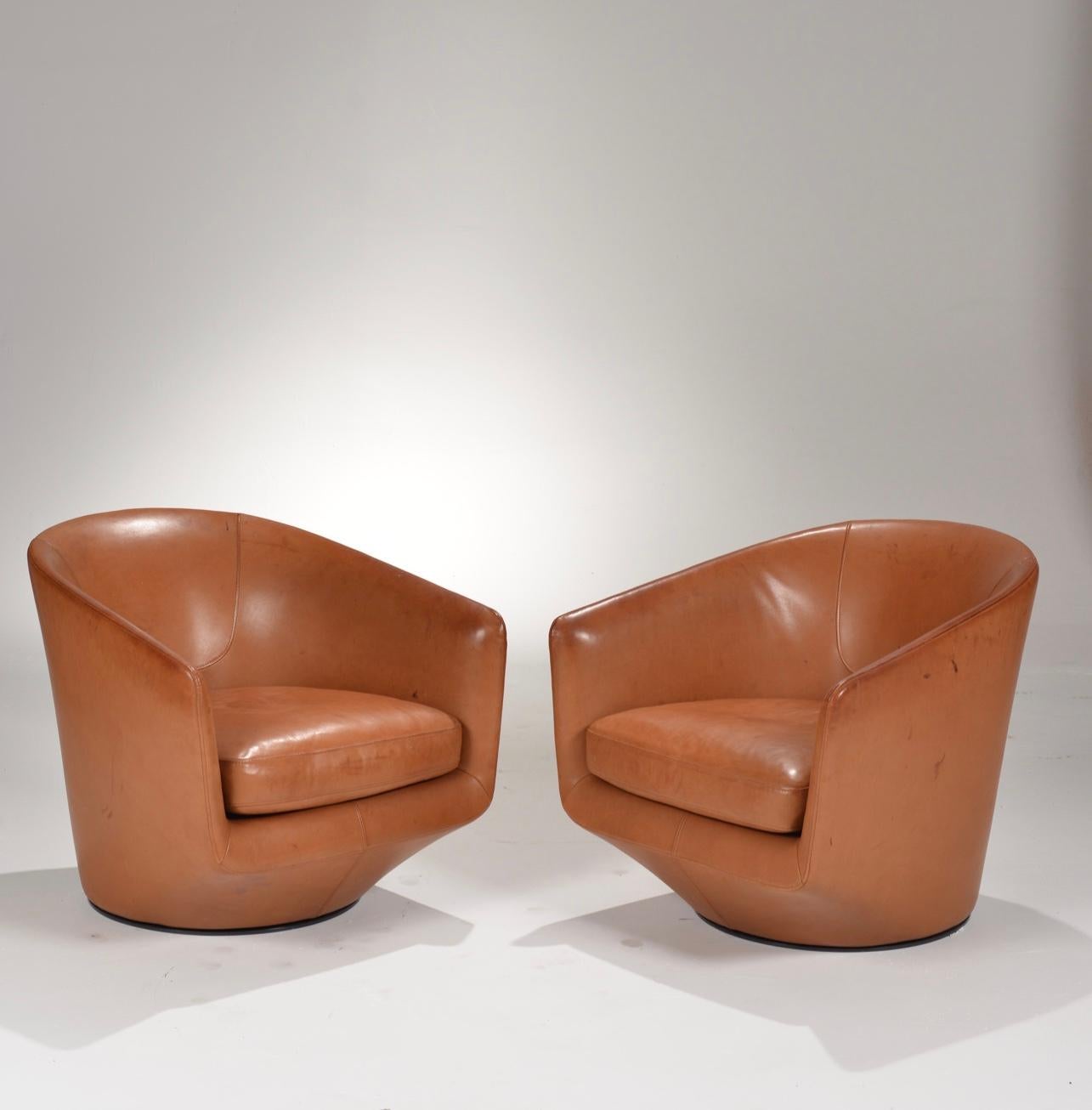 American Bensen Leather Swivel Chairs