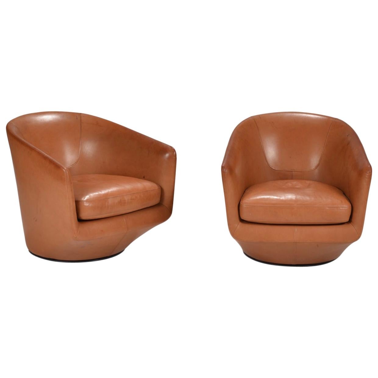 Bensen Leather Swivel Chairs