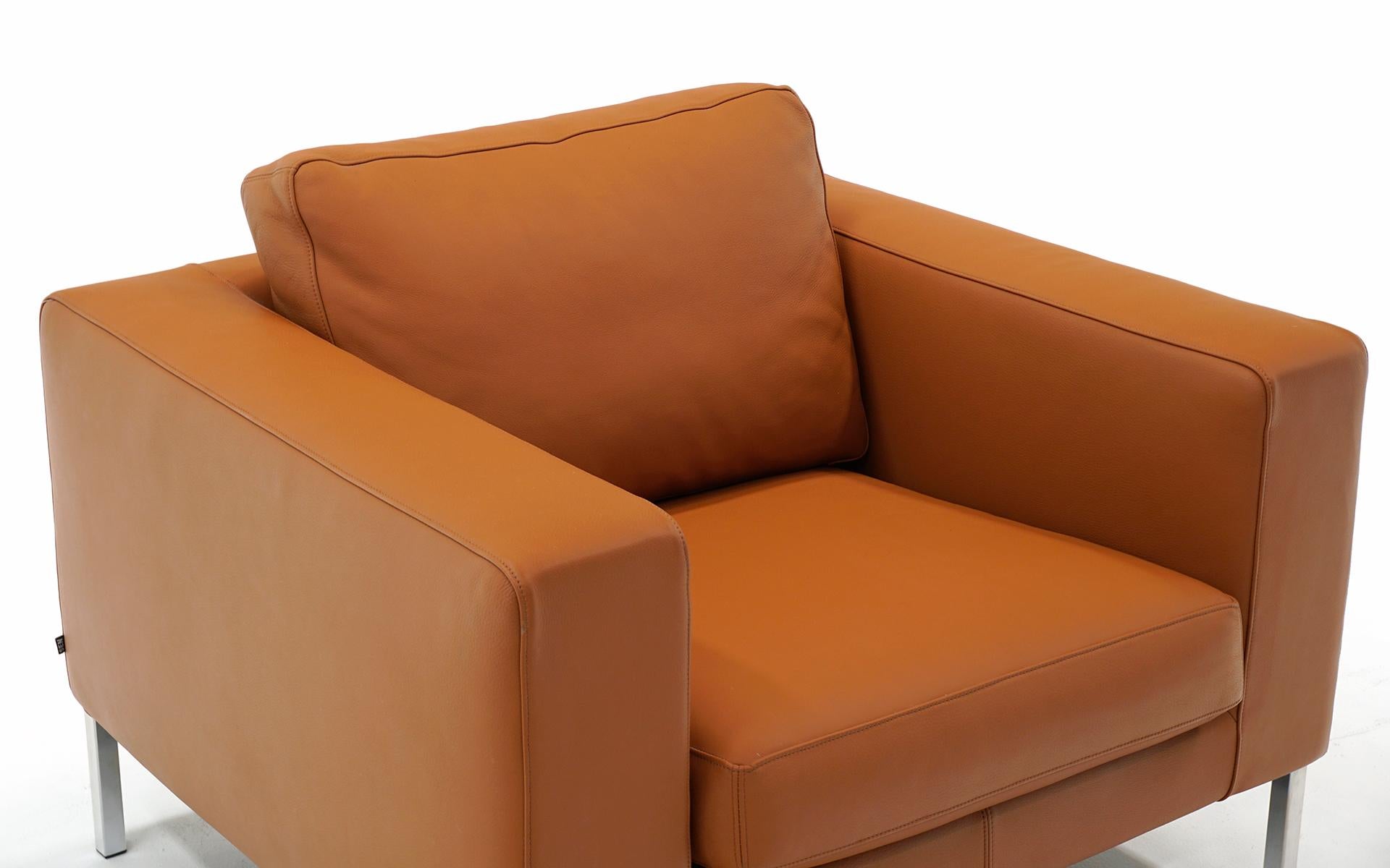 Italian Bensen Neo Lounge Chair in Cognac Leather & Chrome Frame by Niels Bendtsen
