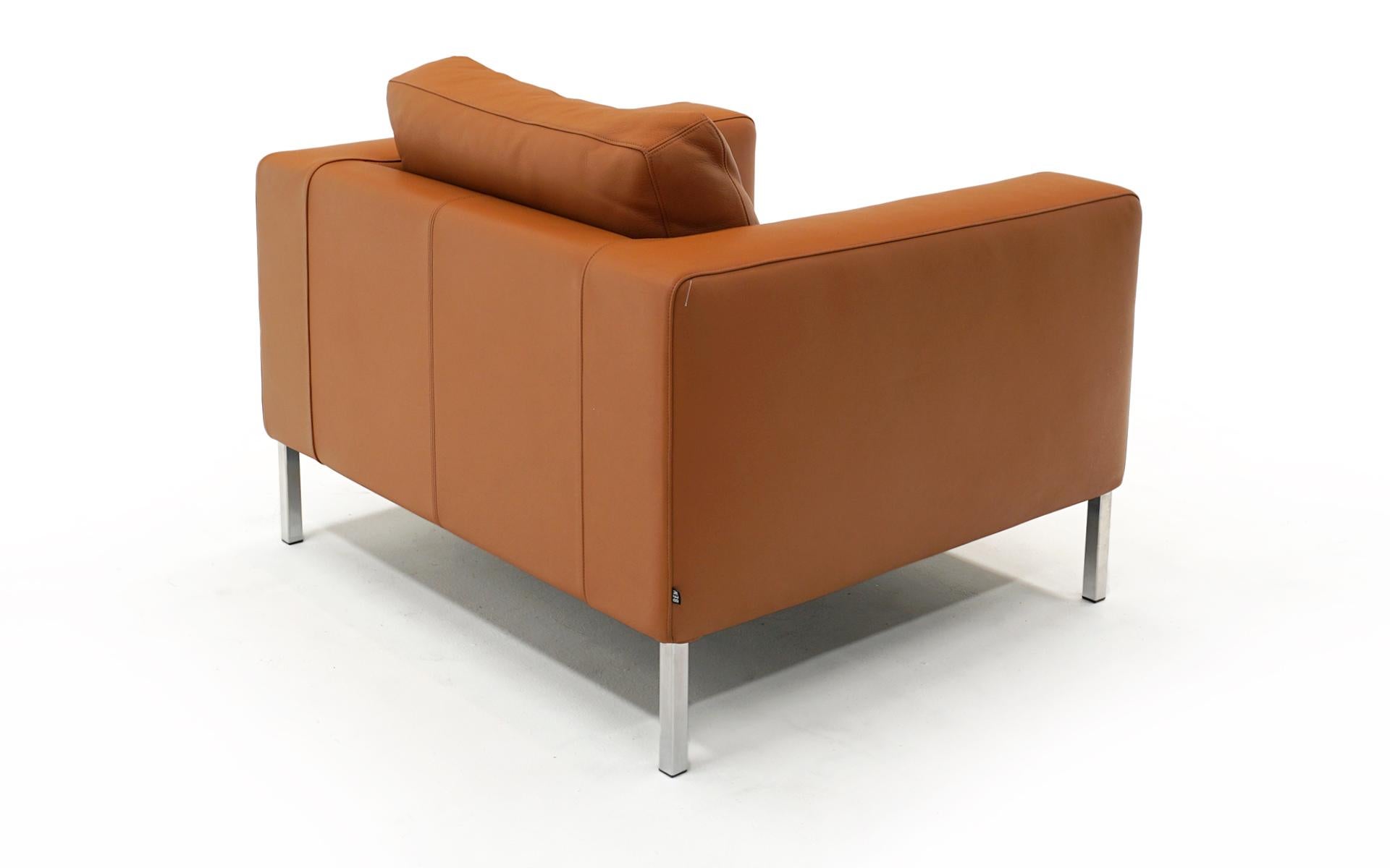 Contemporary Bensen Neo Lounge Chair in Cognac Leather & Chrome Frame by Niels Bendtsen