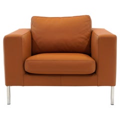 Bensen Neo Lounge Chair de cuero coñac y estructura cromada de Niels Bendtsen