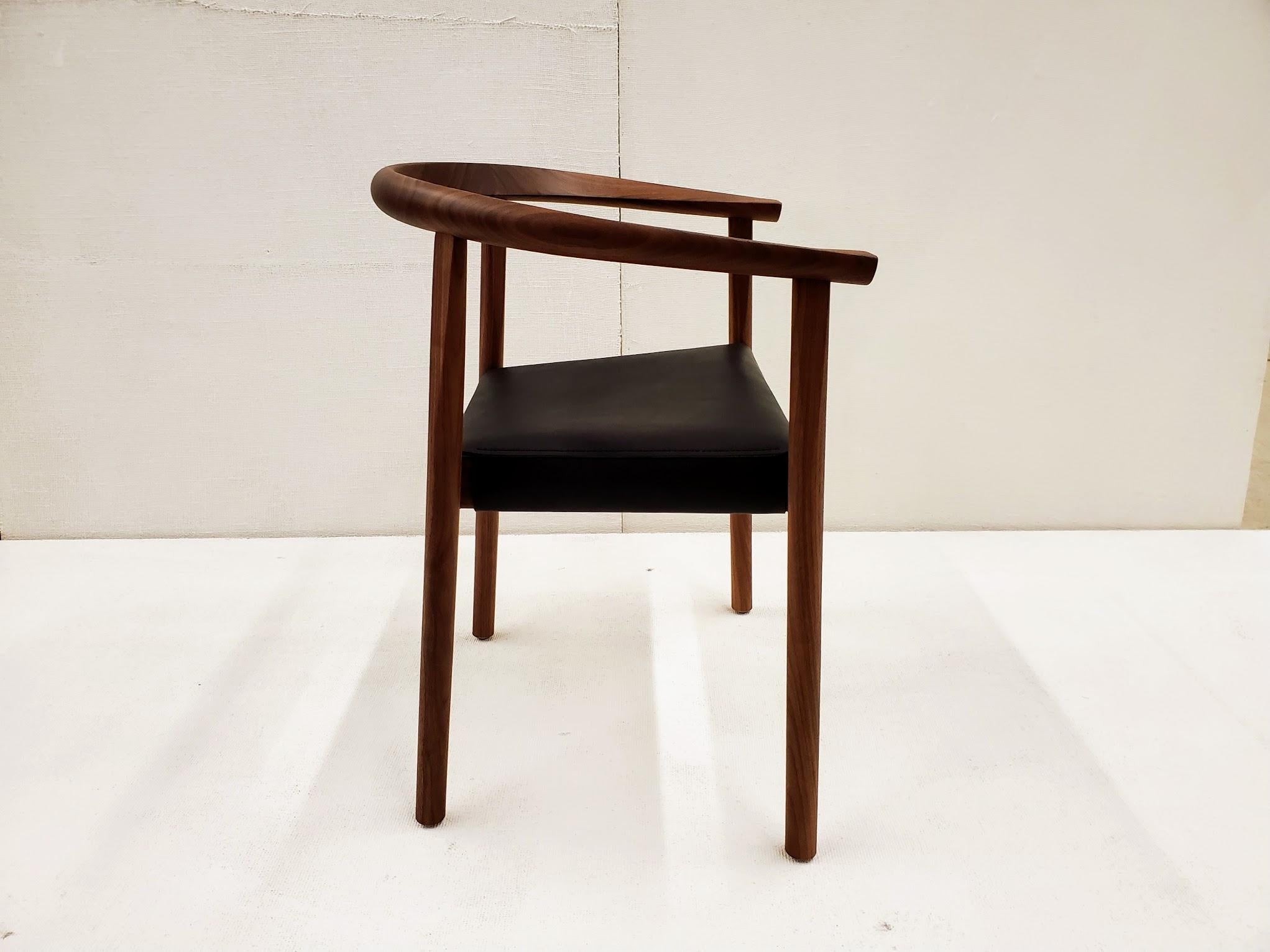 Italian BENSEN Tokyo Chair - walnut frame w/ Black leather seat