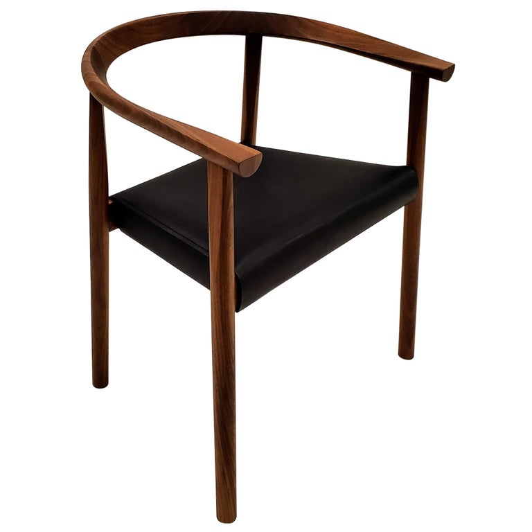 BENSEN Tokyo Chair - walnut frame w/ Black leather seat For Sale