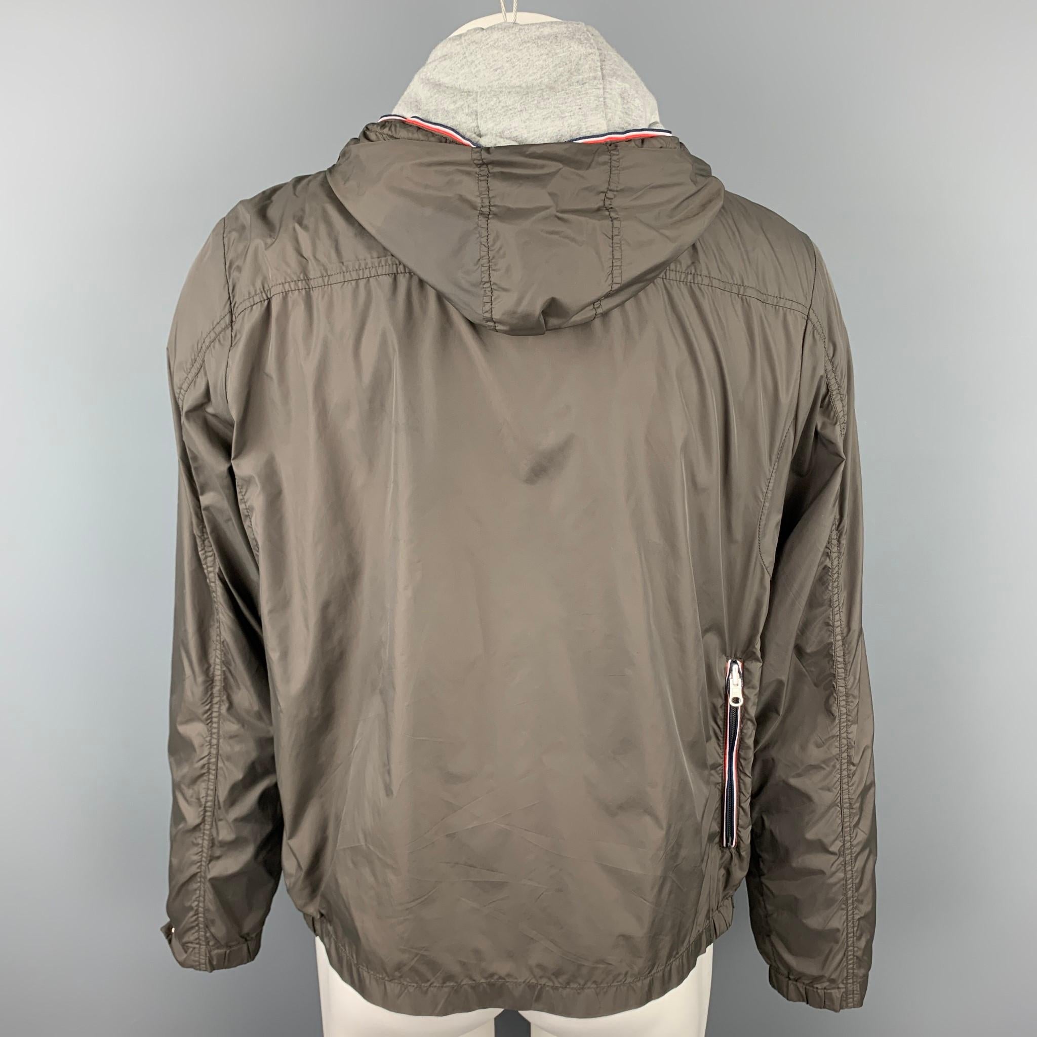 Gray BENSIMON Size L Grey Nylon Hooded Jacket