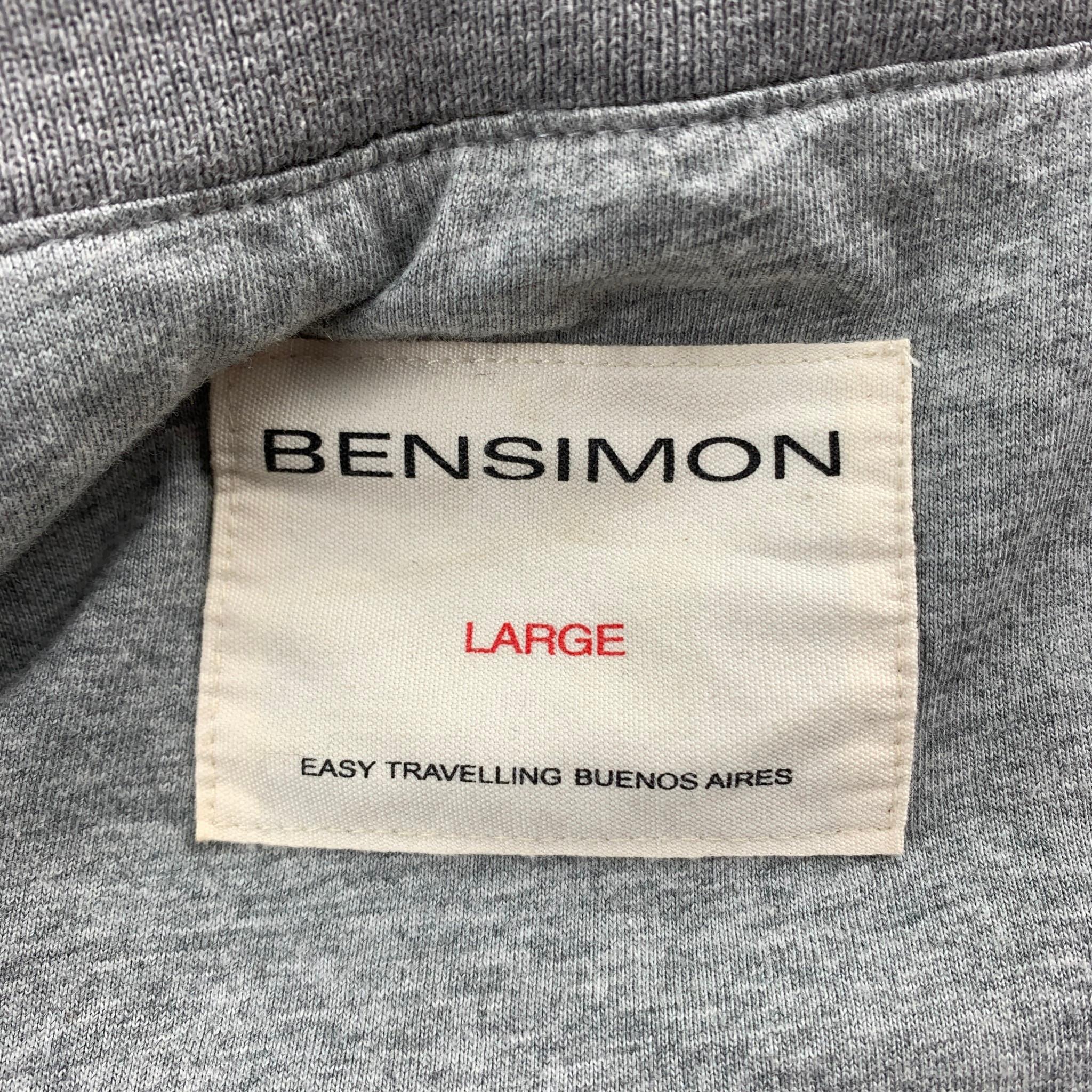 Men's BENSIMON Size L Grey Nylon Hooded Jacket