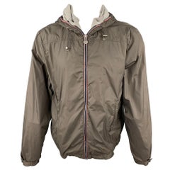 BENSIMON Size L Grey Nylon Hooded Jacket