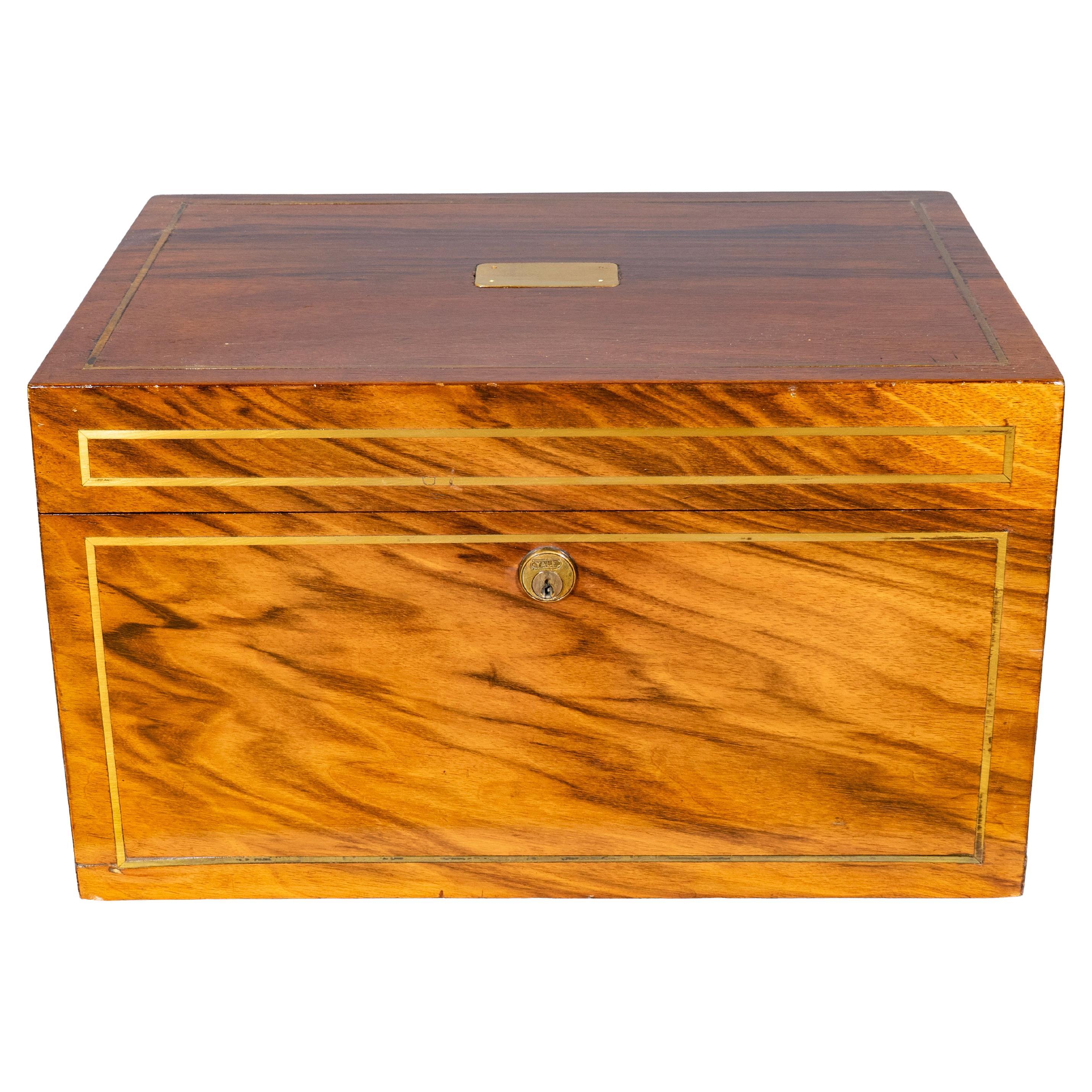 Benson & Hedges Campaign style Walnut And Brass Inlaid Humidor For Sale