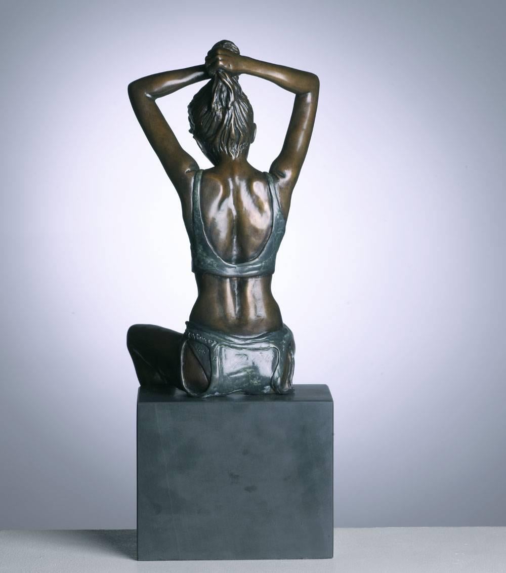 20th Century Solid Bronze Nude Ballet Dancer 'Preparation' by Benson Landes 1
