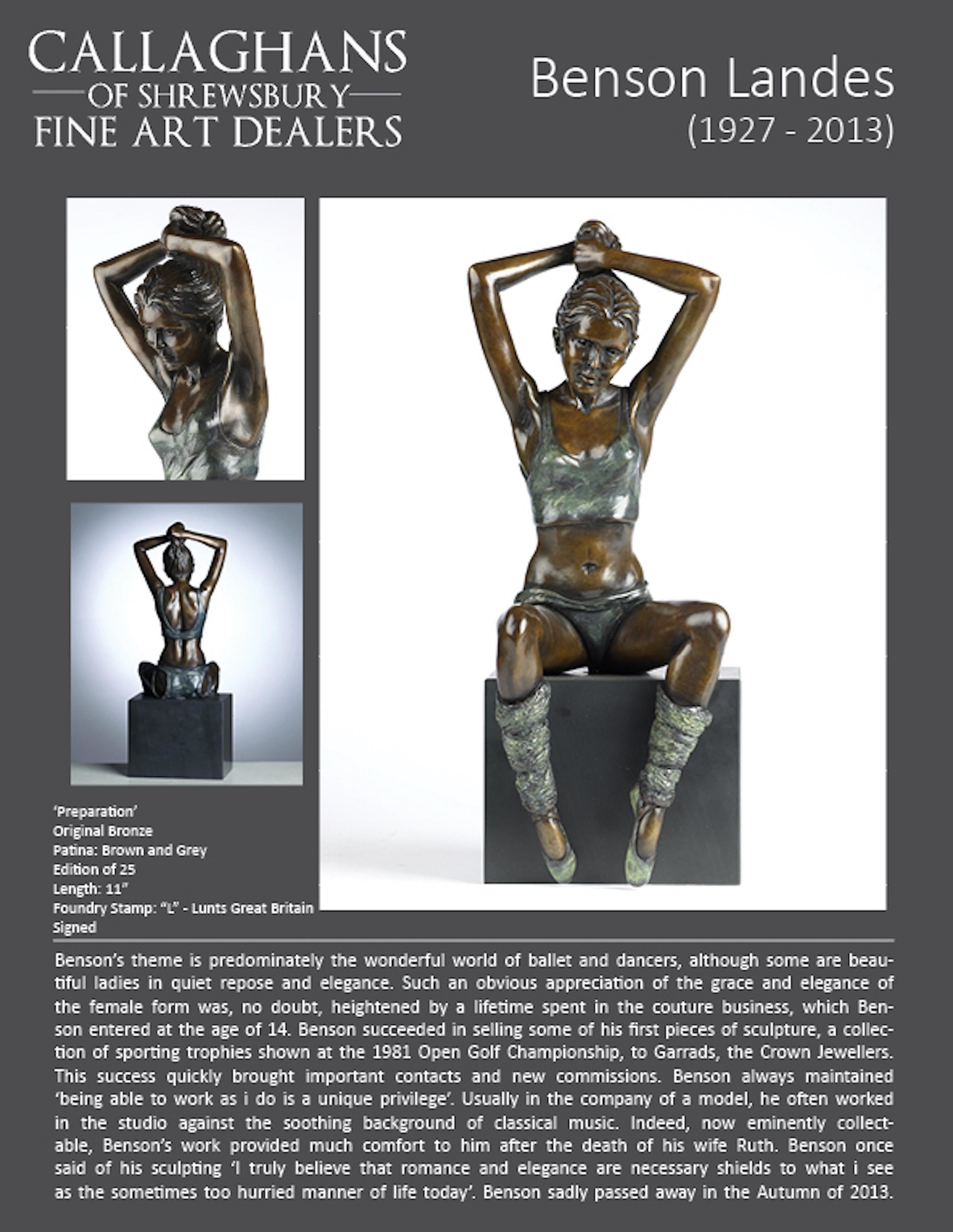 20th Century Solid Bronze Nude Ballet Dancer 'Preparation' by Benson Landes 3