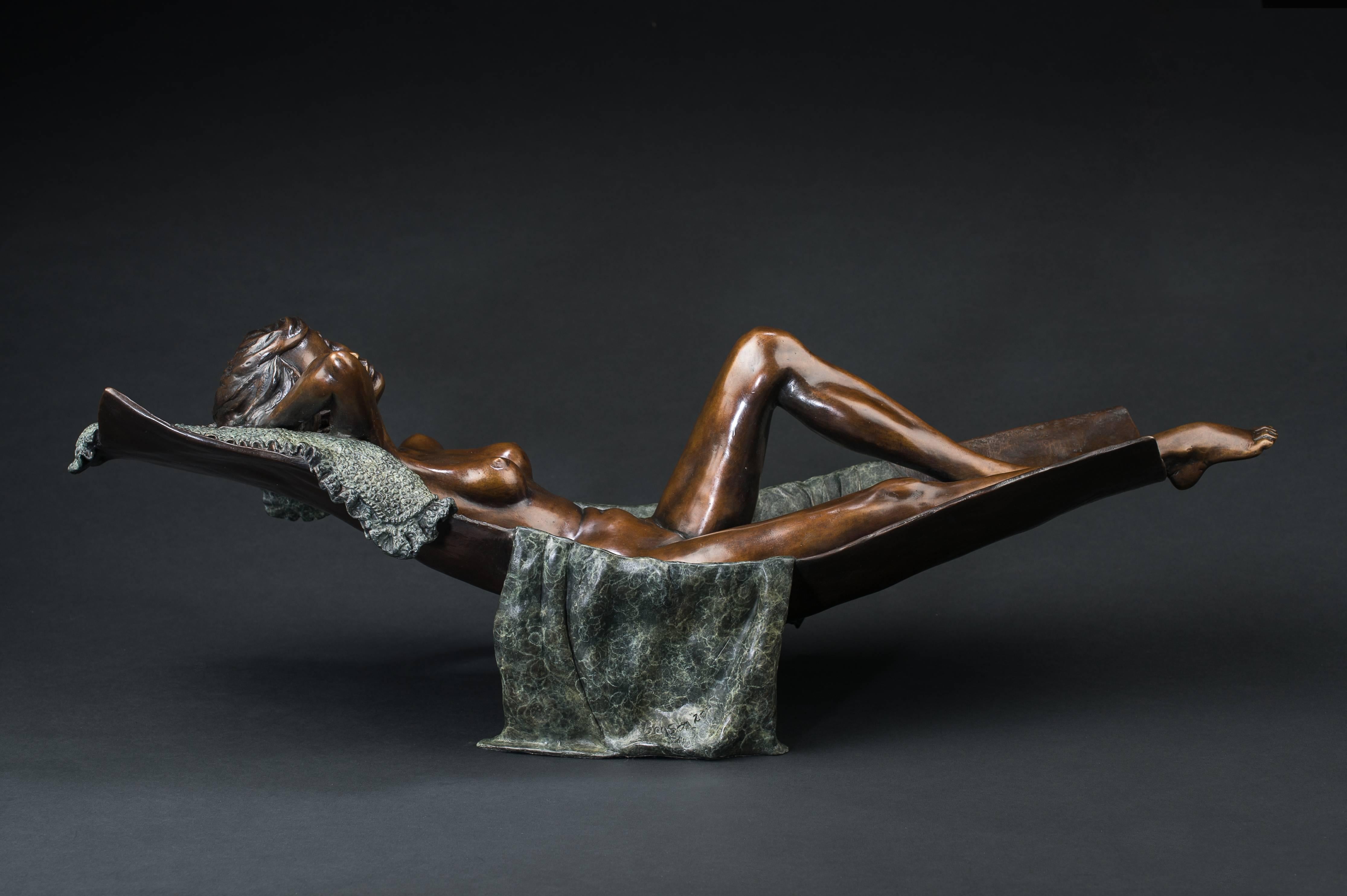 Bronzeskulptur eines eleganten jungen Balletttänzers von Benson Landes 'Hammock' im Angebot 1
