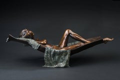 Bronze sculpture of an elegant young ballet dancer by Benson Landes 'Hammock'