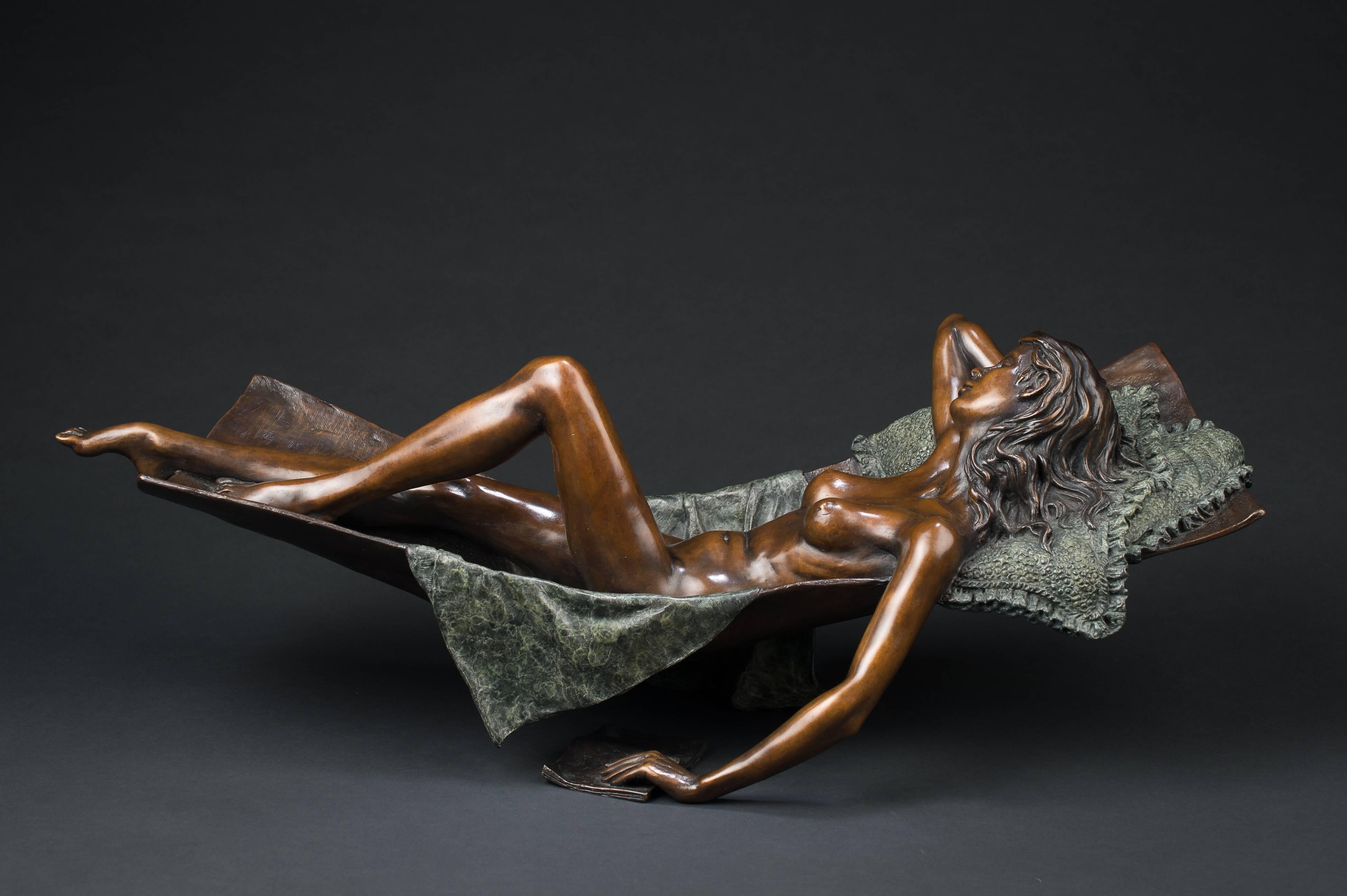 Bronze sculpture of an elegant young ballet dancer by Benson Landes 'Hammock'