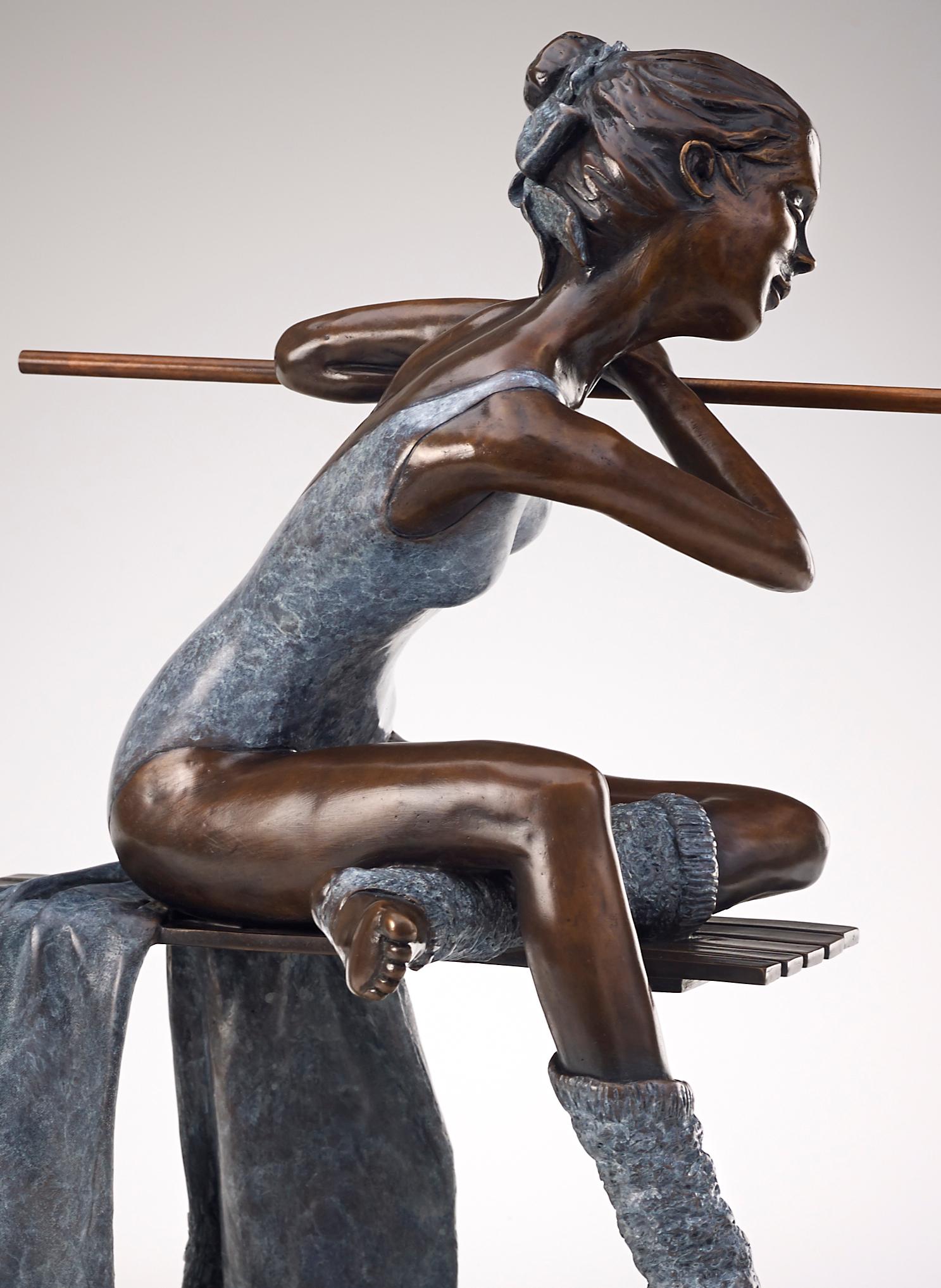 'Last Dance' by Benson Landes is a stunning 20th Century Solid Bronze Nude Figurative Ballet Dancer. For Benson Landes, sculpture was most definitely a passion. His oeuvre of cast bronzes is populated with ‘off duty’ ballet dancers, rather wistful