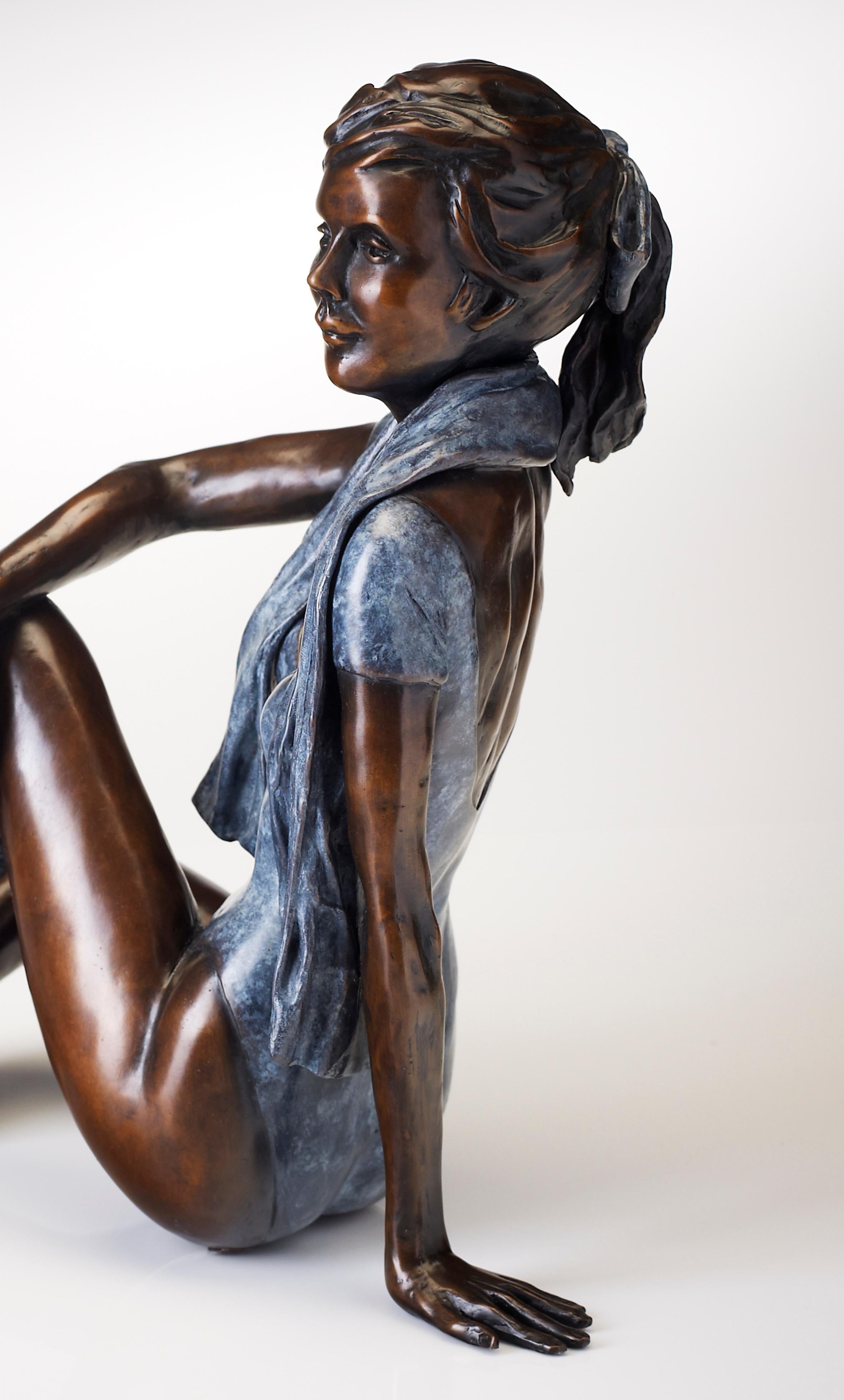 'Attitude' by Benson Landes is a stunning 20th Century Solid Bronze Nude Figurative Ballet Dancer.
For Benson Landes, sculpture was most definitely a passion. His oeuvre of cast bronzes is populated with ‘off duty’ ballet dancers, rather wistful