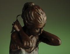Contemporary Bronze Ballerina Sculpture 'Tying Headband' by Benson Landes
