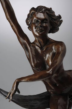 Sculpture contemporaine en bronze massif représentant un nu "Sprite" par Benson Landes