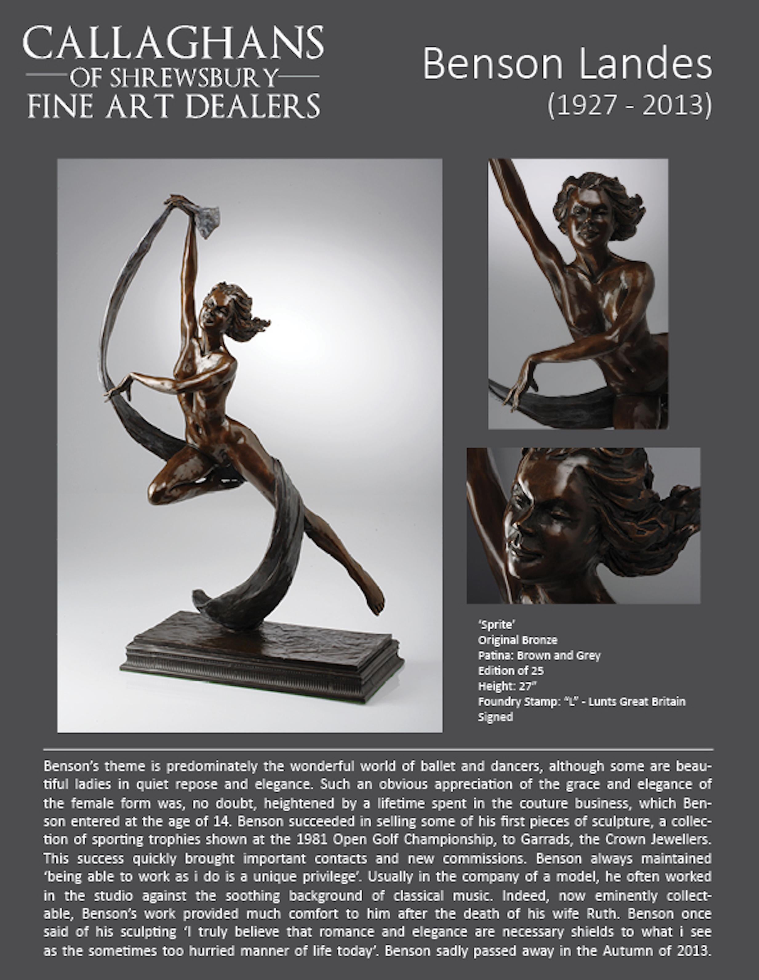 Contemporary Solid Bronze Nude Figurative Sculpture 'Sprite' by Benson Landes For Sale 1