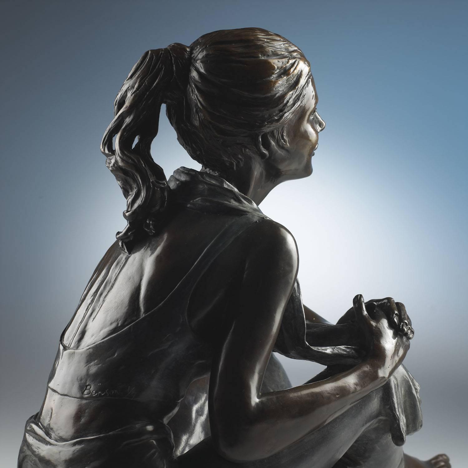 Sculpture figurative en bronze massif d'une danseuse de ballet « Danseuse au repos » par B Landes en vente 1