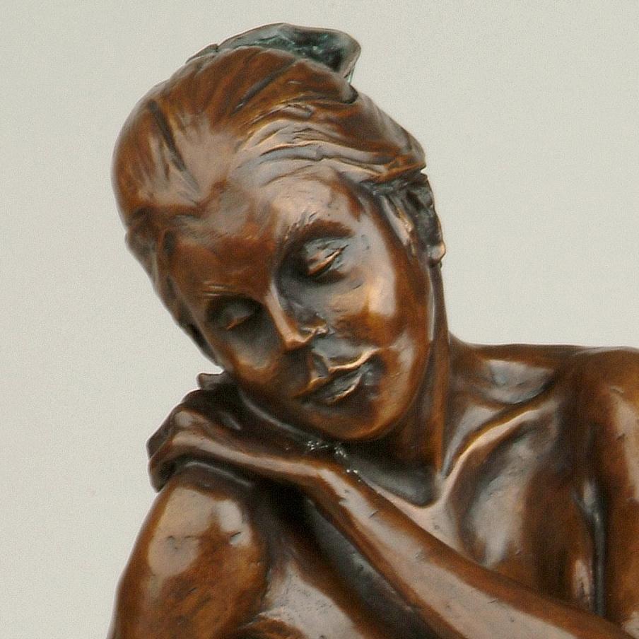Sculpture figurative d'une danseuse de ballet nue en bronze de Benson Landes « Quiet Elegance » en vente 1