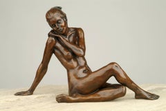 Nude Bronze Figurative Sculpture Ballet Dancer by Benson Landes 'Quiet Elegance'