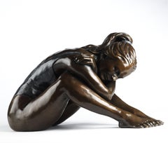 Vintage Olympiad. A bronze sculpture of a resting ballet dancer figure by Benson Landes